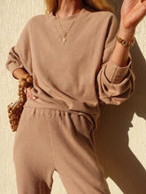 Load image into Gallery viewer, Simple Casual Loose Round Neck Long Sleeve Top Pants Suit