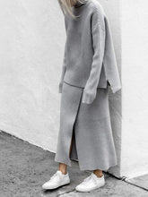 Load image into Gallery viewer, Fashion Solid Color High Collar Casual Long Sleeve Two-piece Suit