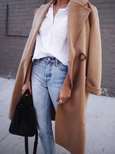 Load image into Gallery viewer, Women's Autumn and Winter Solid Color Long-sleeved Woolen Coat