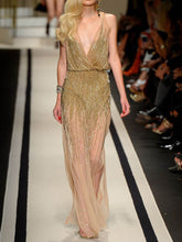 Load image into Gallery viewer, Sexy Suspender Sequin Evening Dress
