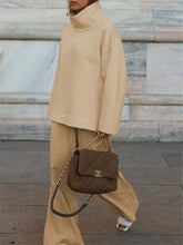 Load image into Gallery viewer, Fashion Simple Long Sleeve Turtleneck Top Pants Set