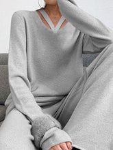 Load image into Gallery viewer, Comfortable Solid Color V-Neck Knitted Women'S Two-Piece Suit