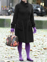 Load image into Gallery viewer, Loose Stand-up Collar Solid Color Knitted Old Women's Woolen Coat