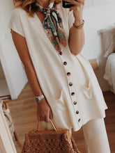 Load image into Gallery viewer, Two-piece V-neck Sleeveless Breast Button Design