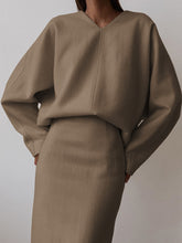 Load image into Gallery viewer, Fashion Casual V-neck Long Sleeve Solid Color Two-piece Suit