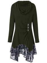 Load image into Gallery viewer, Button Printing Hem Lace Tunic Dress