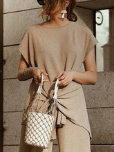 Load image into Gallery viewer, Fashion Casual Solid Color Round Neck Short Sleeve Two-piece Suit