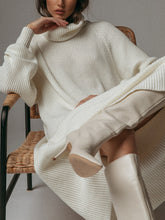 Load image into Gallery viewer, Solid Color Turtleneck Casual Sweater Dress