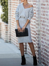 Load image into Gallery viewer, Elegant V-Neck Tie Design Women'S Knitted Suit