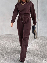 Load image into Gallery viewer, Fashion Casual Solid Color Long Sleeve Round Neck Two-piece Suit