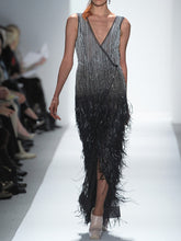 Load image into Gallery viewer, Fashion V-neck Tassel Evening Maxi Dress