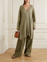 Load image into Gallery viewer, Fashion Solid Color V-neck Long Two-piece Suit