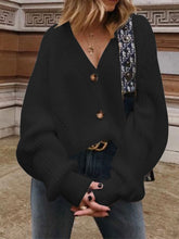 Load image into Gallery viewer, Fashion Casual Solid Color Long-sleeved Button V-neck Top