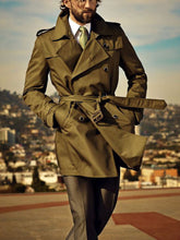 Load image into Gallery viewer, Men'S Casual Lapel Solid Color Tie Trench Coat