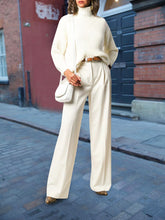 Load image into Gallery viewer, Turtleneck Knitted Solid Color Casual Ladies Suit