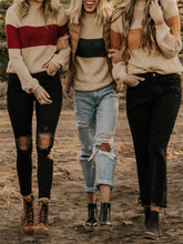 Load image into Gallery viewer, Casual Women'S Color-Blocking Round Neck Sweater