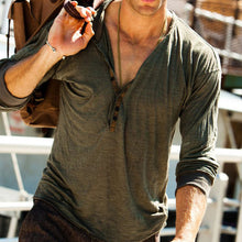 Load image into Gallery viewer, Men'S Fashion V-Neck Cotton Button Long Sleeve T-Shirt