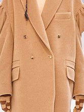 Load image into Gallery viewer, Pure Color Woolen Casual Puff Sleeve Ladies Long Coat