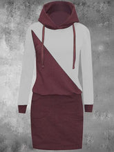 Load image into Gallery viewer, Casual Color Matching Hooded Women'S Sweater Dress