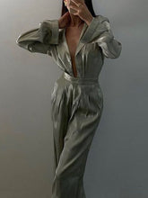Load image into Gallery viewer, Fashion Solid Color Long Sleeve Lapel Two-piece Suit