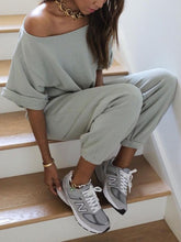 Load image into Gallery viewer, Fashion Casual One-shoulder Knitted Two-piece Suit