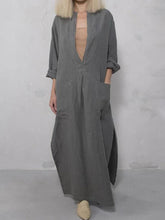 Load image into Gallery viewer, Solid Color V-Neck Pocket Maxi Dress