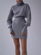 Load image into Gallery viewer, Fashion Casual Long Sleeve Turtleneck Sweater Dress