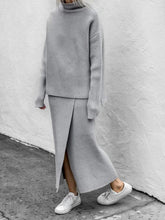 Load image into Gallery viewer, Fashion Solid Color High Collar Casual Long Sleeve Two-piece Suit