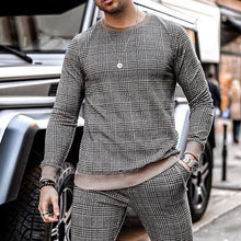 Load image into Gallery viewer, Men'S Check Round Neck Long Sleeve Casual T-Shirt