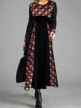 Load image into Gallery viewer, Fashion Plaid Long Sleeve Round Neck Dress