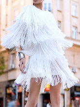 Load image into Gallery viewer, Fashion Long Sleeve Elegant Fringed Mini Dress