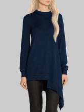 Load image into Gallery viewer, Solid Color Casual Round Neck Irregular Hem Top