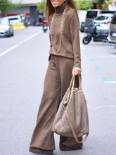 Load image into Gallery viewer, Knitting Turtleneck Sweater Cosy Two-Piece Suit