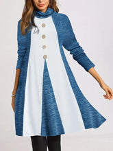 Load image into Gallery viewer, Fashion High Collar Button Long Sleeve Casual Dress