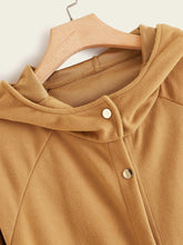 Load image into Gallery viewer, Loose Tweed Drawstring Waist Hooded Coat