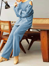 Load image into Gallery viewer, Solid Color Round Neck Long Sleeve Loose Casual Suit