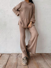 Load image into Gallery viewer, Knitted Hoodie Wide Leg Pants Set