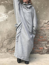 Load image into Gallery viewer, Large Pocket Loose Solid Color High Collar Casual Dress