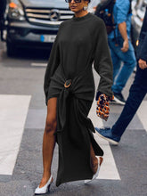 Load image into Gallery viewer, Pure Color Knitted Split Casual Maxi Dress