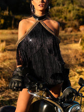 Load image into Gallery viewer, Fashionable Sexy Strapless Fringed Evening Dress