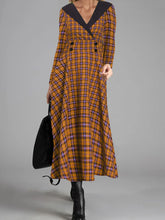 Load image into Gallery viewer, Fashionable Plaid V-neck Long Sleeve Dress