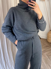 Load image into Gallery viewer, Pure Color High Collar Casual Knitted Two-piece Suit