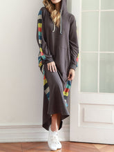 Load image into Gallery viewer, Winter Colorful Striped Hoodie Dress with Pockets