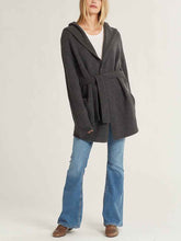 Load image into Gallery viewer, Solid Color Knit Hooded Cardigan with Waist Belt