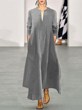 Load image into Gallery viewer, Fashion Simple Long Sleeve V Neck Maxi Dress