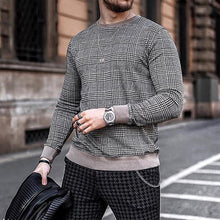 Load image into Gallery viewer, Men'S Check Round Neck Long Sleeve Casual T-Shirt