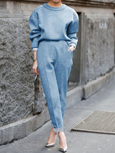 Load image into Gallery viewer, Simple Fashion Loose Round Neck Long Sleeve Top Pants Suit