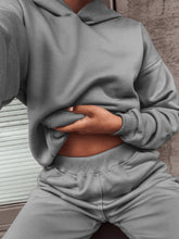 Load image into Gallery viewer, Loose Comfortable Solid Color Hooded Two-Piece Suit