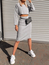 Load image into Gallery viewer, Fashion Slim Round Neck Knitted Tight Fit Skirt Suits