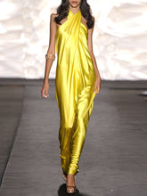 Load image into Gallery viewer, Fashion Halter Silk Elegant Evening Dress
